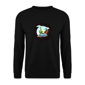 Ich habe ein Herz wie ein Truck - Unisex Pullover - Schwarz - Vorne - Alina (178cm) & Michal (187cm)