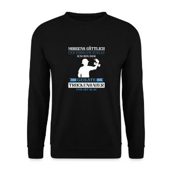 Trockenbau Trockenbauer Trockenbaumonteur Geschenk - Unisex Pullover - Schwarz - Vorne - Alina (178cm) & Michal (187cm)
