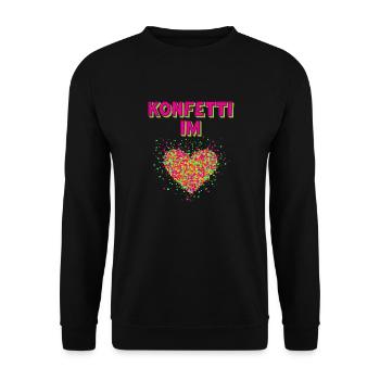 Konfetti Fasching Karneval Spaß Design - Unisex Pullover - Schwarz - Vorne - Alina (178cm) & Michal (187cm)