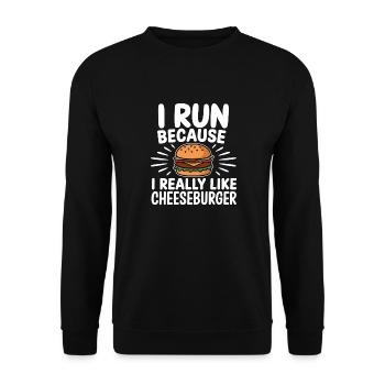 I run because i really like Cheeseburger Jogging - Unisex Sweatshirt - black - Front - Alina (178cm) & Michal (187cm)