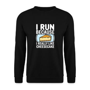 I run because i really like Cheesecake Joggin - Unisex Sweatshirt - black - Front - Alina (178cm) & Michal (187cm)