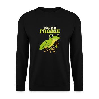 Froschkostüm KÜSS DEN FROSCH Lustiges Faschings - Unisex Pullover - Schwarz - Vorne - Alina (178cm) & Michal (187cm)