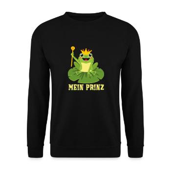 Karneval Kostüm Frosch MEIN PRINZ Lustiges - Unisex Pullover - Schwarz - Vorne - Alina (178cm) & Michal (187cm)