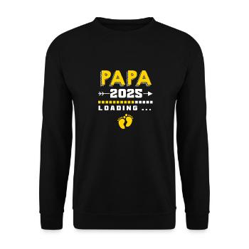 Papa 2025 werdener Vater Vati Geschenk - Unisex Pullover - Schwarz - Vorne - Alina (178cm) & Michal (187cm)