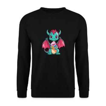 Enfant Enfants Bébé Dragon Dragon Glace d’été - Sweat-shirt Unisexe - noir - Devant - Alina (178cm) & Michal (187cm)