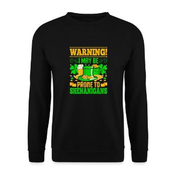Warnung: Ich könnte anfällig für Spielereien sein - Unisex Pullover - Schwarz - Vorne - Alina (178cm) & Michal (187cm)