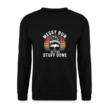 Unordentliches Brötchen Dinge erledigen Humor Putzen - Unisex Pullover - Schwarz - Vorne - Alina (178cm) & Michal (187cm)