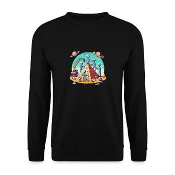 Les extraterrestres construisent une pyramide - Sweat-shirt Unisexe - noir - Devant - Alina (178cm) & Michal (187cm)