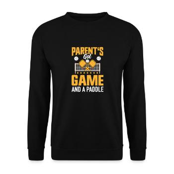 Pickleball Parents Paddleball Mom Dad Paddle - Unisex Sweatshirt - black - Front - Alina (178cm) & Michal (187cm)