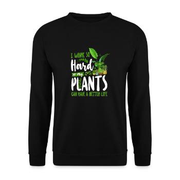 Plant Lover Gardening I Work Hard - Unisex Pullover - Schwarz - Vorne - Alina (178cm) & Michal (187cm)