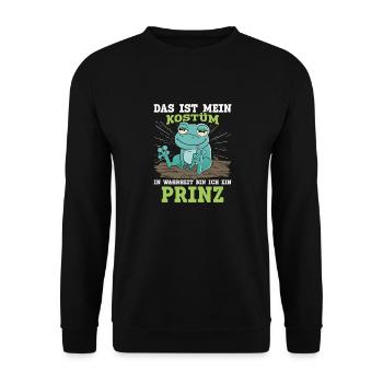 Froschkostüm DAS IST MEIN KOSTÜM BIN EIN PRINZ - Unisex Pullover - Schwarz - Vorne - Alina (178cm) & Michal (187cm)