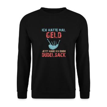 Dudelsackspieler Dudelsack Männer Geschenk - Unisex Pullover - Schwarz - Vorne - Alina (178cm) & Michal (187cm)