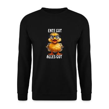 ENTE GUT ALLES GUT - Unisex Pullover - Schwarz - Vorne - Alina (178cm) & Michal (187cm)