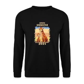 GIRAFFEN WERDE GROßE SCHWESTER 2025 - Unisex Pullover - Schwarz - Vorne - Alina (178cm) & Michal (187cm)