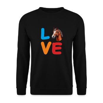 LOVE PFERD - Unisex Pullover - Schwarz - Vorne - Alina (178cm) & Michal (187cm)