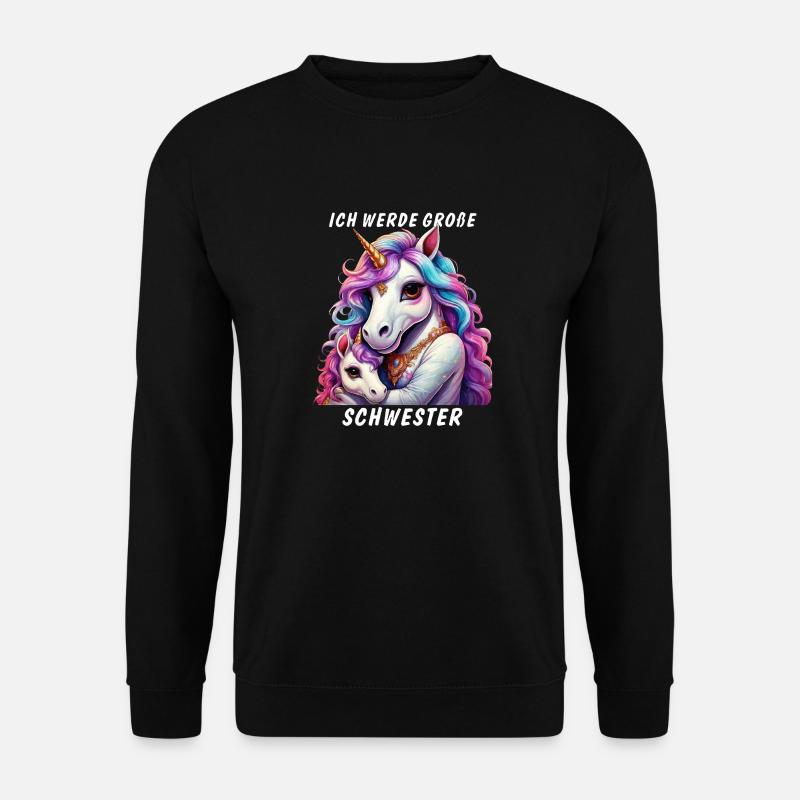 EINHORN ICH WERDE GROßE SCHWESTER - Unisex Pullover - Schwarz