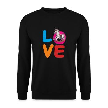 LOVE ROCKING HORSE - Unisex Sweatshirt - black - Front - Alina (178cm) & Michal (187cm)