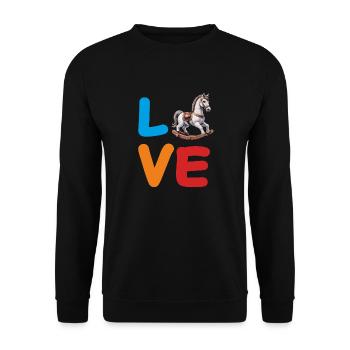 LOVE ROCKING HORSE - Unisex Sweatshirt - black - Front - Alina (178cm) & Michal (187cm)