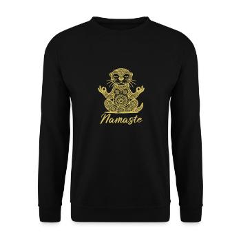 Namaste Otter Mandala Yoga Meditation - Unisex Pullover - Schwarz - Vorne - Alina (178cm) & Michal (187cm)