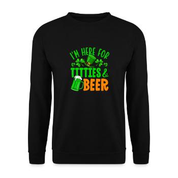 I'm here for titties & beer - Unisex Sweatshirt - black - Front - Alina (178cm) & Michal (187cm)