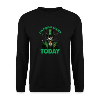 Je suis feeline Lucky aujourd’hui - Sweat-shirt Unisexe - noir - Devant - Alina (178cm) & Michal (187cm)