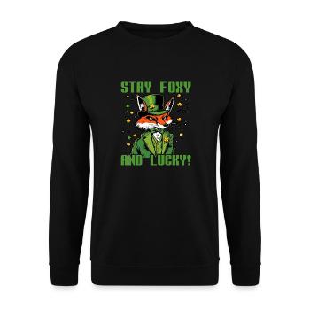 Bleiben Sie fuchsig und glücklich am St. Patrick's Day - Unisex Pullover - Schwarz - Vorne - Alina (178cm) & Michal (187cm)