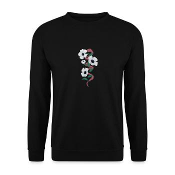 Snake and white flowers illustration serpent and - Unisex Sweatshirt - black - Front - Alina (178cm) & Michal (187cm)