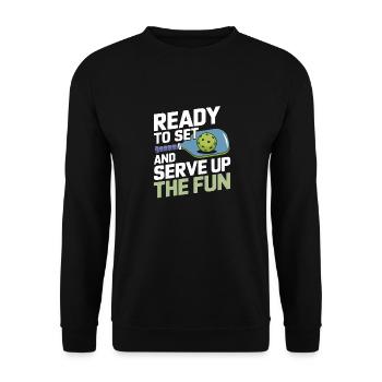 Pickleball Teamsport Paddleball Spielen - Unisex Pullover - Schwarz - Vorne - Alina (178cm) & Michal (187cm)