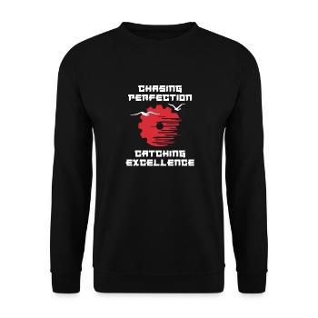 Kaizen-Mindset auf der Jagd nach Perfektion - Unisex Pullover - Schwarz - Vorne - Alina (178cm) & Michal (187cm)