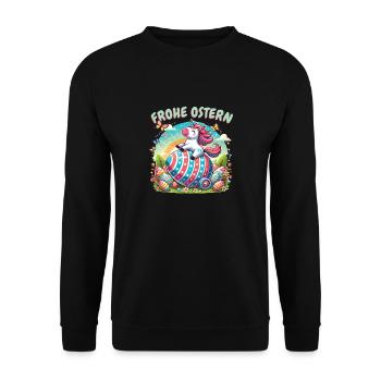 Licorne de Joyeuses Pâques - Conception amusante d’œuf de Pâques - Sweat-shirt Unisexe - noir - Devant - Alina (178cm) & Michal (187cm)