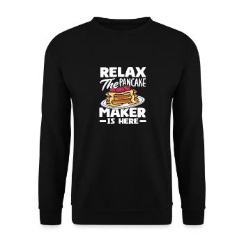 Relax The Pancake Maker is here - Unisex Sweatshirt - black - Front - Alina (178cm) & Michal (187cm)