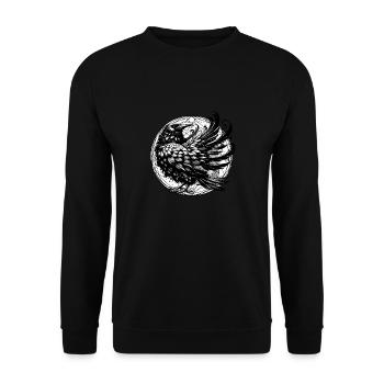 mystisch Halloween Rabe Krähe Krähen Magie okkult - Unisex Pullover - Schwarz - Vorne - Alina (178cm) & Michal (187cm)