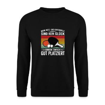 Meine Netz- und Kantenbälle sind kein Glück - Unisex Pullover - Schwarz - Vorne - Alina (178cm) & Michal (187cm)