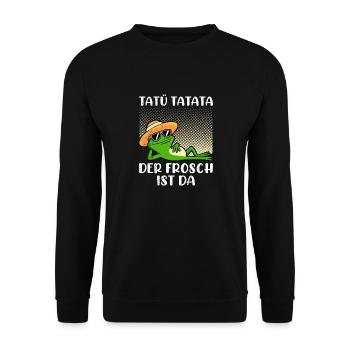 Faschings Kostüm TATÜ TATATA DER FROSCH IST DA - Unisex Pullover - Schwarz - Vorne - Alina (178cm) & Michal (187cm)