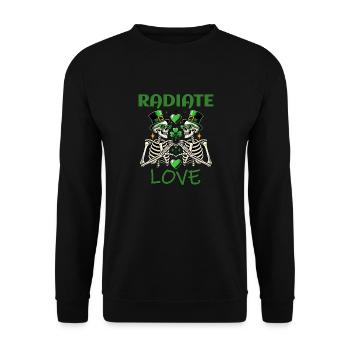 St. Patrick's Day - Skeleton Design Radiate Love - Unisex Sweatshirt - black - Front - Alina (178cm) & Michal (187cm)