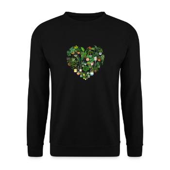 Plant Lover Gardening Heart - Unisex Sweatshirt - black - Front - Alina (178cm) & Michal (187cm)