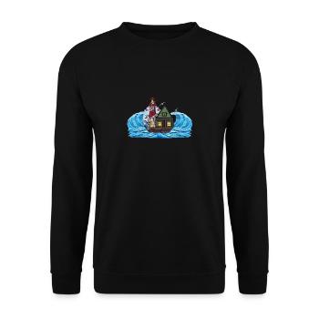 Maritime House Boat Peanut Sailor Sea Lighthouse - Unisex Sweatshirt - black - Front - Alina (178cm) & Michal (187cm)