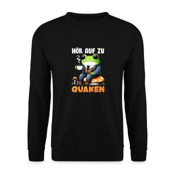 Faschings Kostüm HÖR AUF ZU QUAKEN Karneval - Unisex Pullover - Schwarz - Vorne - Alina (178cm) & Michal (187cm)
