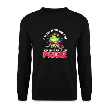 Froschkönig DAS IST MEIN KOSTÜM BIN EIN PRINZ - Unisex Pullover - Schwarz - Vorne - Alina (178cm) & Michal (187cm)