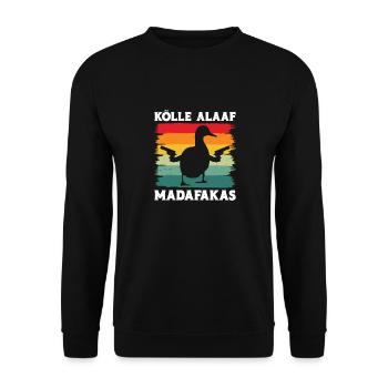 Entenkostüm Karneval KÖLLE ALAAF MADAFAKAS - Unisex Pullover - Schwarz - Vorne - Alina (178cm) & Michal (187cm)