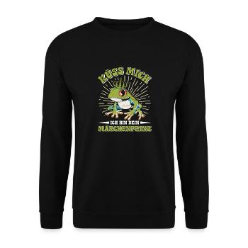Froschkostüm KÜSS MICH BIN EIN MÄRCHENPRINZ - Unisex Pullover - Schwarz - Vorne - Alina (178cm) & Michal (187cm)