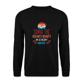 Sushi Japan Essen Sushi-Mahlzeit - Unisex Pullover - Schwarz - Vorne - Alina (178cm) & Michal (187cm)