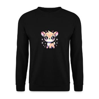 Super Cute Kawaii Baby Deer - Unisex Pullover - Schwarz - Vorne - Alina (178cm) & Michal (187cm)