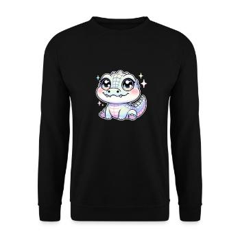 Super Cute Kawaii Baby Crocodile - Unisex Pullover - Schwarz - Vorne - Alina (178cm) & Michal (187cm)