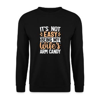 Lustiges Arm Candy Ehemann Spruchdesign - Unisex Pullover - Schwarz - Vorne - Alina (178cm) & Michal (187cm)