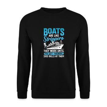 Humorvolles Boote und Unterhaltung Design - Unisex Pullover - Schwarz - Vorne - Alina (178cm) & Michal (187cm)