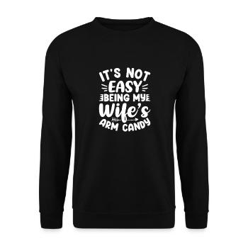 Humorvolles Arm Candy Spruchmotiv - Unisex Pullover - Schwarz - Vorne - Alina (178cm) & Michal (187cm)