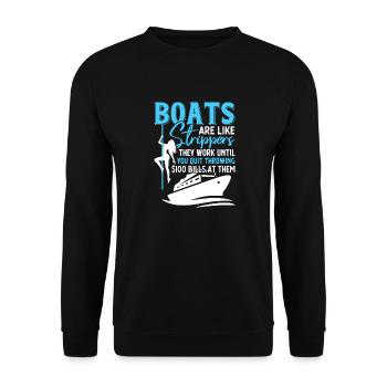 Humorvolles Boot und Unterhaltung Spruchmotiv - Unisex Pullover - Schwarz - Vorne - Alina (178cm) & Michal (187cm)