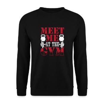 Triff mich im Gym Fitness Design - Unisex Pullover - Schwarz - Vorne - Alina (178cm) & Michal (187cm)