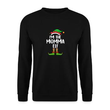 I'm The Momma Elf Shirt Matching Family Christmas - Unisex Pullover - Schwarz - Vorne - Alina (178cm) & Michal (187cm)